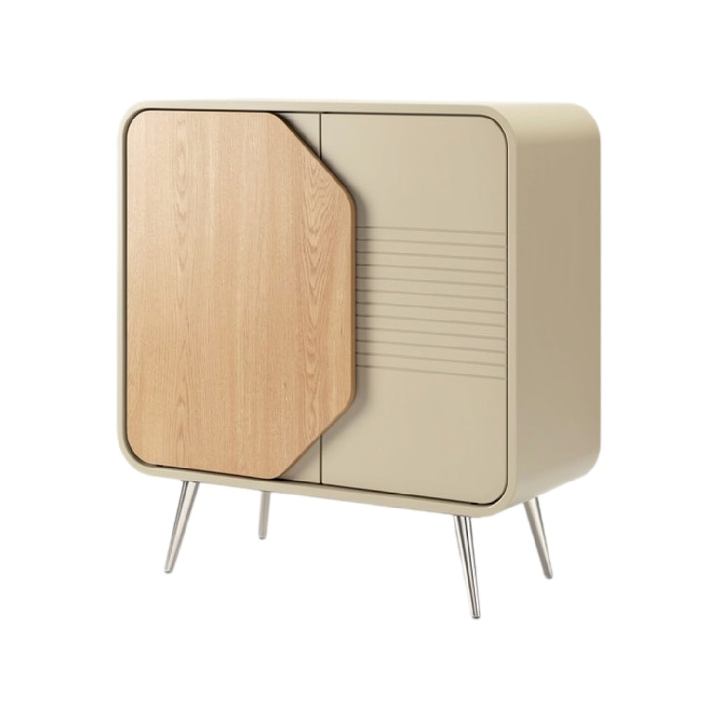 **Moderne Kast met Houten Deur en Strakke Lijnen**