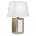 **Technische Titel in het Nederlands:** Moderne tafellamp met gouden basis en witte lampenkap