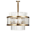 **Technische Titel in het Nederlands: Elegante Hanglamp met Glazen Strepen en Gouden Accenten**