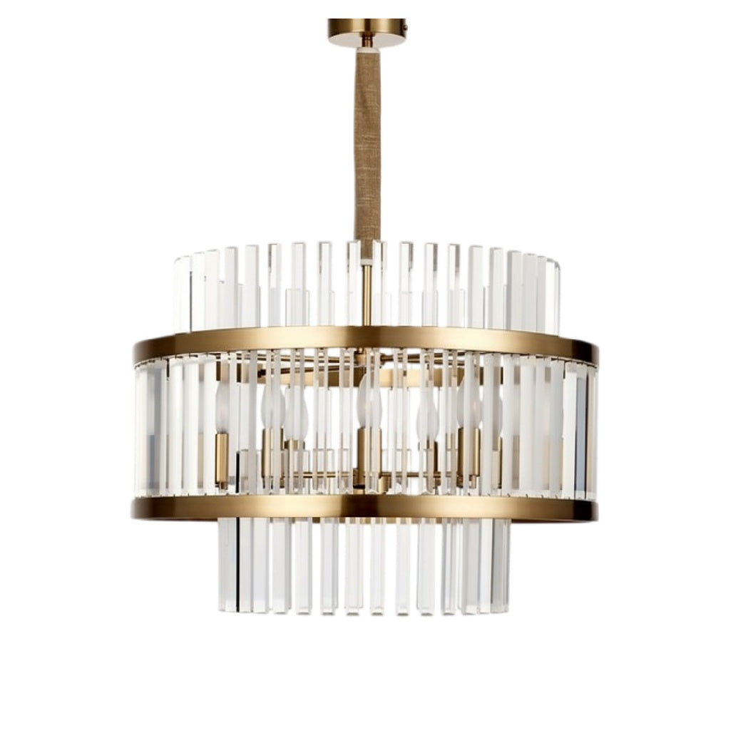 **Technische Titel in het Nederlands: Elegante Hanglamp met Glazen Strepen en Gouden Accenten**