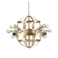 **Verlichting: Strak Gouden Hanglamp met Kristallen Bollen**